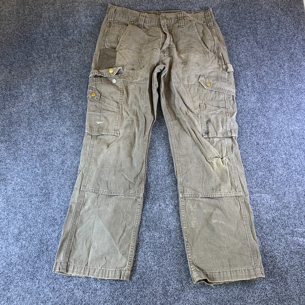 Carhartt Ripstop Cargo Pants Mens 32x30 Olive Cotton Relaxed Fit Straight Leg